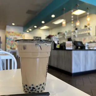 Regular boba milk tea large with extra boba
