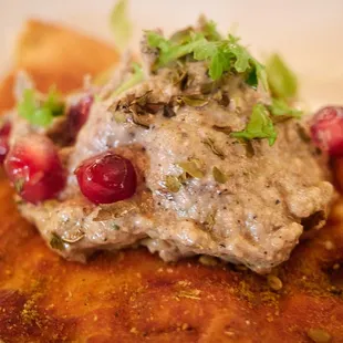 Charred eggplant (walnuts, garden herbs, pomegranate molasses)