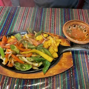 Veggie fajitas with housemade salsa