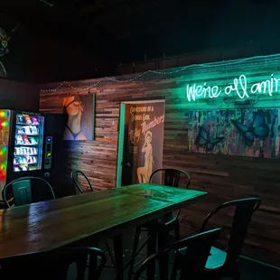 the neon sign for the restaurant