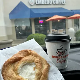 Cream cheese danish and a hot mocha