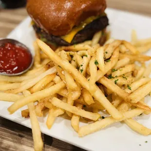 Wagyu Burger with Parmesan Truffle Fries