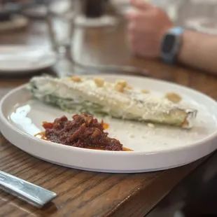 Grilled romaine plus tomato relish