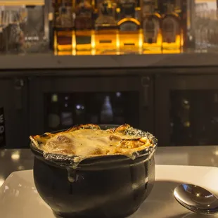 Woodfired French Onion Soup  aged gruyere, garlic-thyme croutons