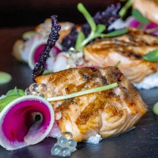 a close up of a plate of food