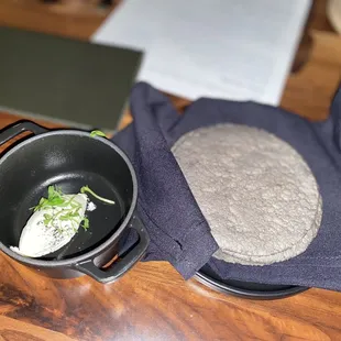 Welcome blue corn tortillas and butter