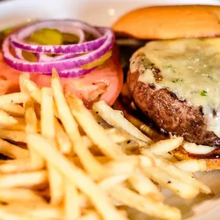 Ember Kobe Beef Burger bibb lettuce, Cabot cheddar, vine-ripe tomato, red onion, pickles and white truffle mayonnaise