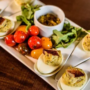 Deviled Egg Flight Nueske's bacon, smoked trout, spanish salsa verde