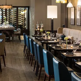 Banquette, traditional table and communal table seating are all available.