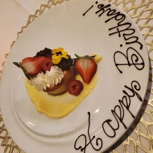 Complementary Birthday Dessert