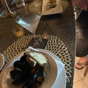 Happy Hour mussels and their wedge salad