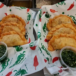 New item. Brisket empanadas with tangy chimichurri!