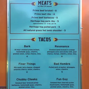 The menu!