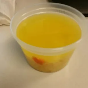 This is what they call Chicken Rice Soup. Hardly any flavor at all.