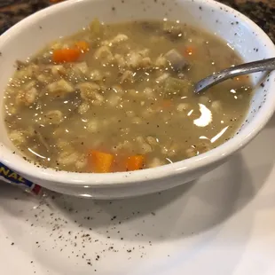 Mushroom barley soup! So good!