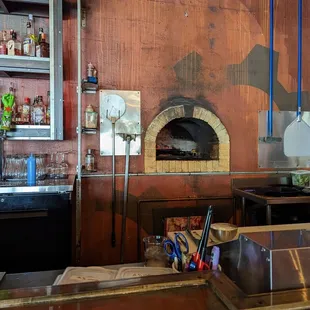 View of oven from bar top