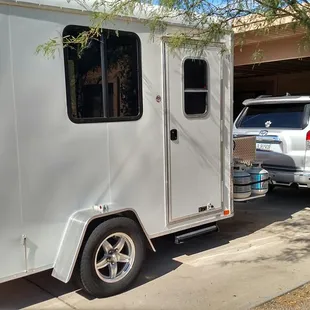 My beautiful mobile grooming trailer without her makeup on. Still deciding what to wear...;)