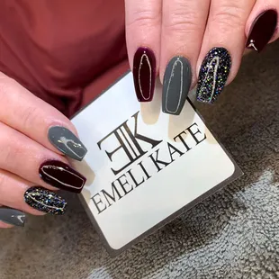 Christmas and New Years dip powder nails