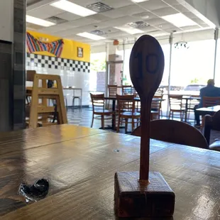 Part of the Dining Area! Cute little number spoon is how they find you for your order. Nice touch!