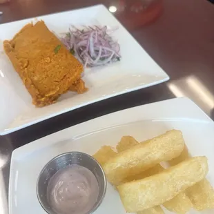 Yucca fries and a chicken empanada (skip this, it's not very good)