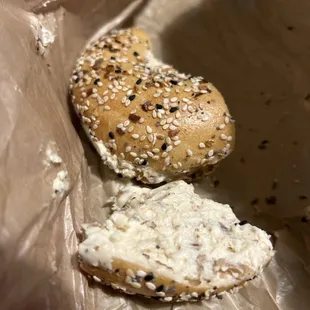 Everything Bagel with almond fig spread $5.25