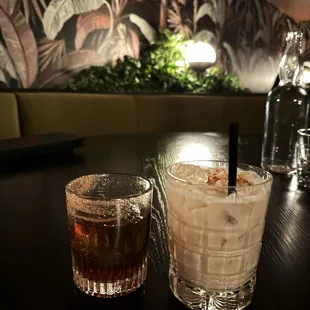 Seasonal drinks - smoking (left) milk punch (right)