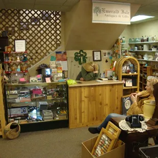 Main desk and both owners (one is hiding from my camera).  :-)