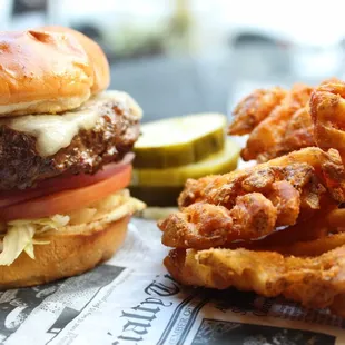 Build your own burger &amp; choose your own side! Fan favorite side - seasoned waffle fries