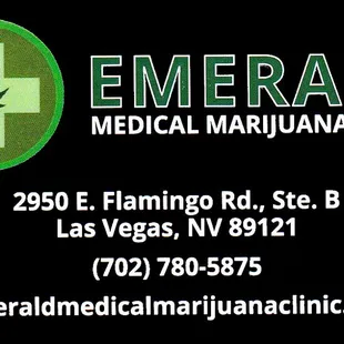 Emerald Medical Marijuana Clinic © 2022  Business Card Front
