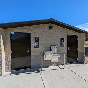 The bathrooms are heated. Water fountains are turned off in the winter.
