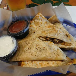 Chicken quesadilas, delicious!