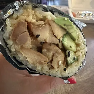 Teriyaki chicken sushi burrito