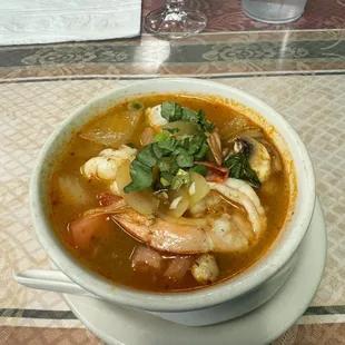 Tom yum soup with shrimp
