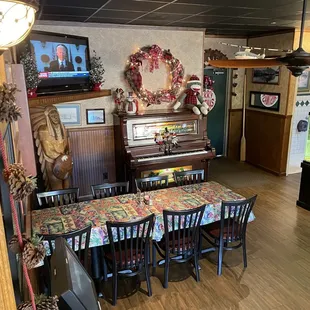 the dining room and kitchen