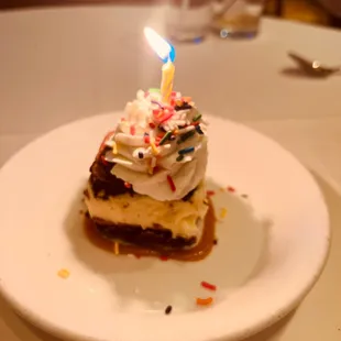 A complementary dessert for our anniversary! What an unexpected surprise! Very tasty and hit the sweet spot after an amazing meal!