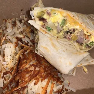 Breakfast burrito is bomb