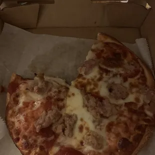 Small sausage minus the piece in my belly