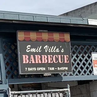 Emil Villa&apos;s sigh from the back parking lot. Easy to find