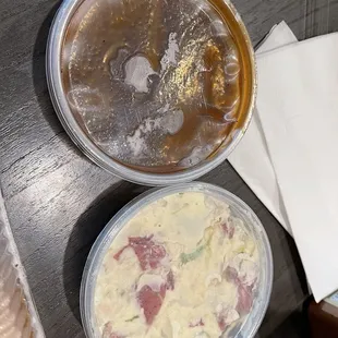 Bbq sauce with Potato salad