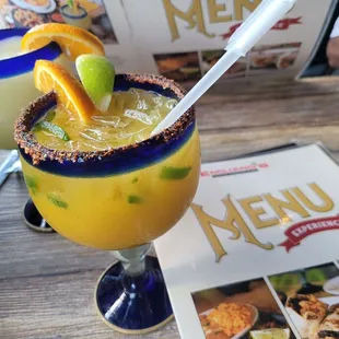 Jalapeño mango margarita and regular frozen margarita