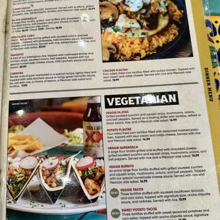 2024 menu for house specials and vegetarian entrees