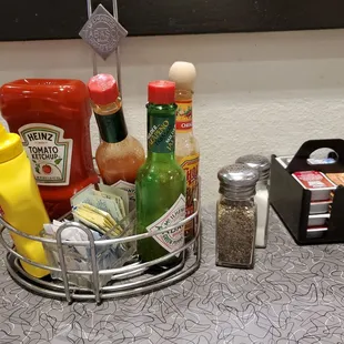 Tableside condiments, which you&apos;ll probably need if you order an omelet