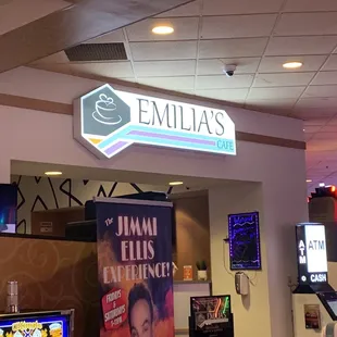 Inside casino and outside of restaurant