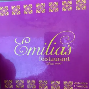 Name of Restaurant and cover for the Menu