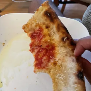 Calabrian (the oil smear on my plate is olive oil I added to dip the crust in, not pizza oil)