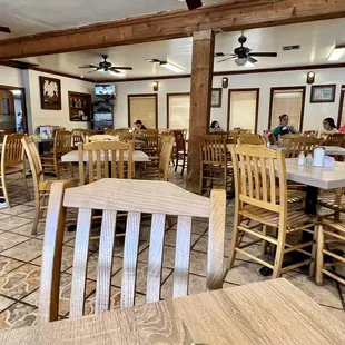 tables and chairs in a restaurant