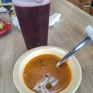 The fideo and my jamaica drink, which was pretty good too, not too sweet.