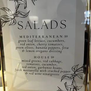 Salad Menu