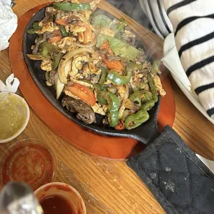 Mixed steak and chicken fajitas