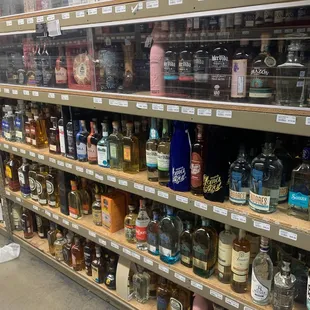 shelves full of liquor